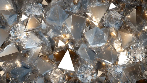 Shimmerstorm of faceted crystals in molten champagne light.