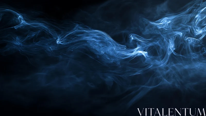Ethereal blue smoke swirling on dark background, abstract digital art.