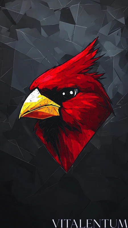 Vectorized cardinal head with faceted low‑poly geometry focus.