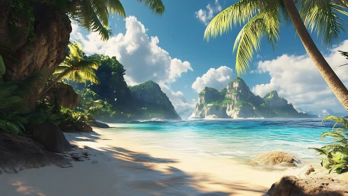 Tropical Paradise Beach. Limestone Islands, Turquoise Waters.