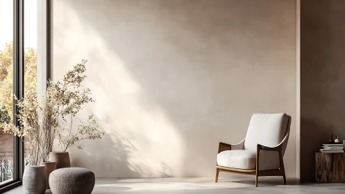 Sunlit minimalist reading nook invites calm and quiet reflection