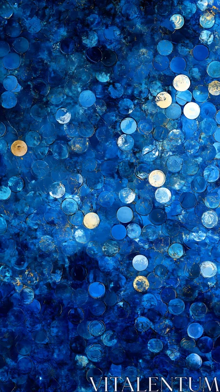 Blue circular abstract composition forms dense layered field