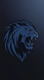 Midnight lion emblem carves silence with a neon-edged roar