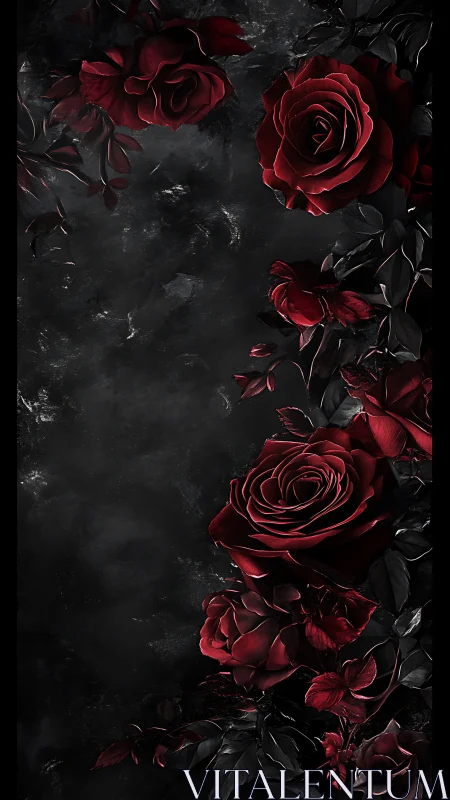Crimson Blooms Cascade Across Moody Darkness with Theatrical Drama
