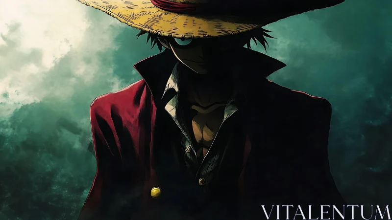 Anime silhouette portrait with dramatic chiaroscuro lighting.