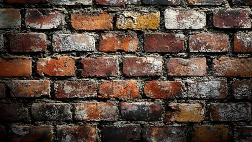 Aged Red Brick Wall with Weathered Texture in Natural Light.