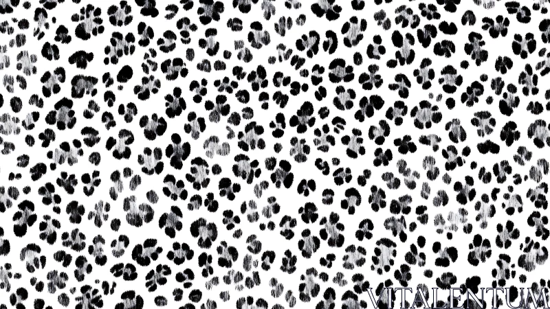 Black Leopard Print Pattern on White Background.