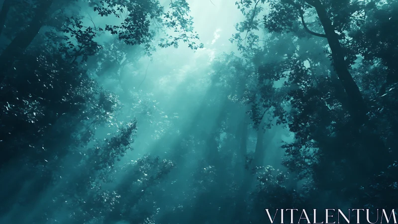 Volumetric Light Through Temperate Forest Canopy Foliage.