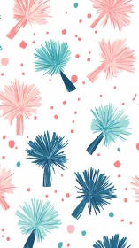 Playful pastel palms dancing across a breezy white sky.