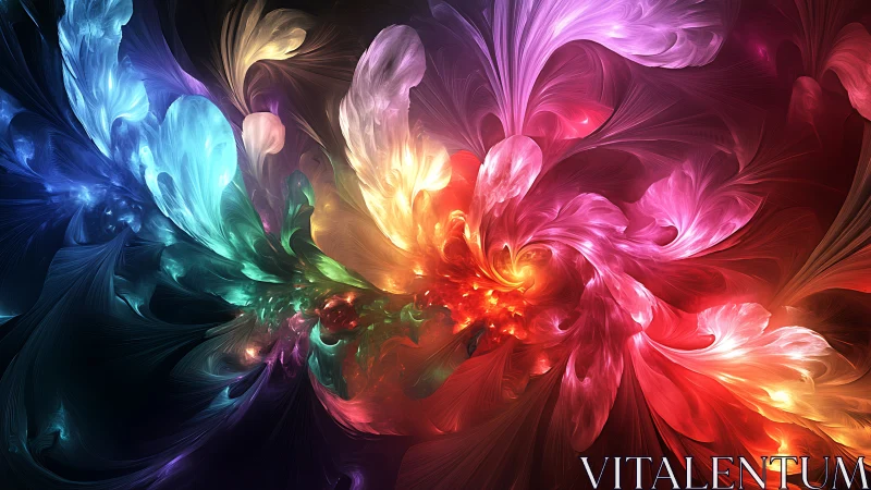 Fractal light forms radiate in a symmetrical multicolor field