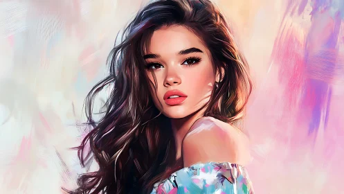 Brushstroke daydream muse in pastel windswept color.