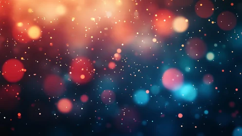 Abstract bokeh lights in warm and cool tones, digital art style.