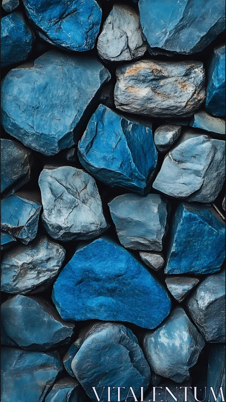Calm blue river stones rest together in a textured mosaic