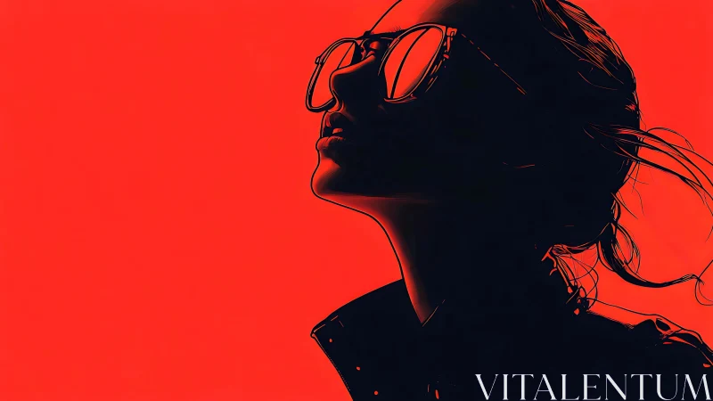 High-contrast profile silhouette with reflective eyewear rendering