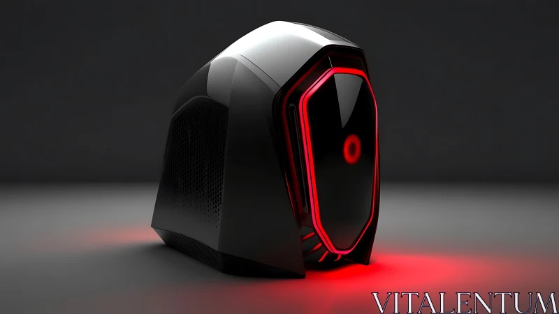 Sleek red-lit gaming PC tower glowing with futuristic charm.