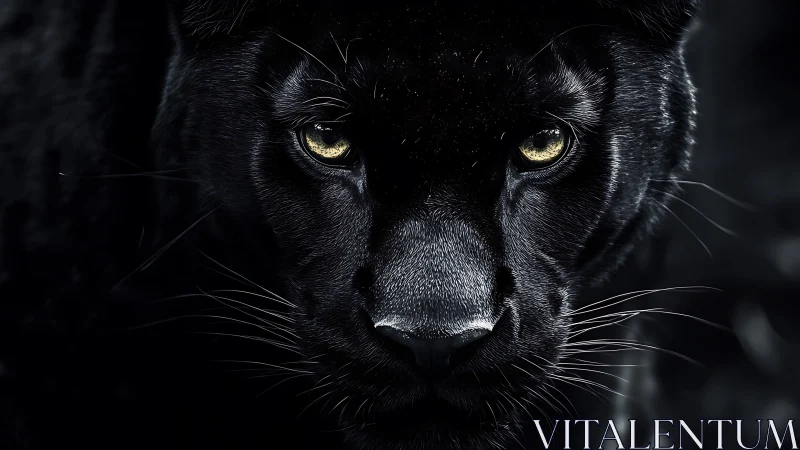 Black Panther Portrait with Luminous Eyes.