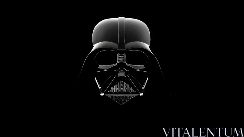 Moody sci fi helmet glowing softly in deep shadowed space.