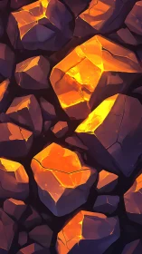 Glowing Lava Rocks Warming the Darkness with Heat