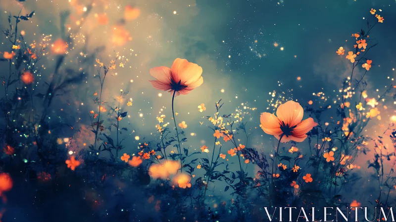 Ethereal Wildflowers with Bokeh Luminescence and Atmospheric Glow