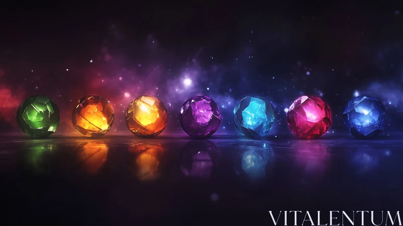 Chromatic crystal spheres align on reflective cosmic surface