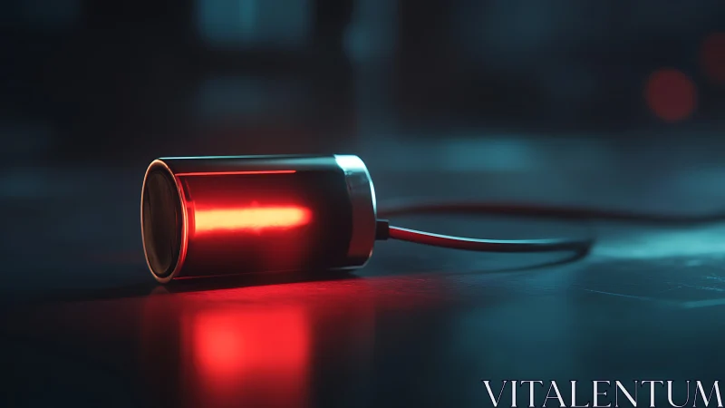 Neon-charged power capsule glowing on a moody tech floor.