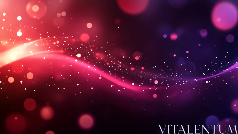 Neon bokeh wave arcs through vibrant magenta night field.