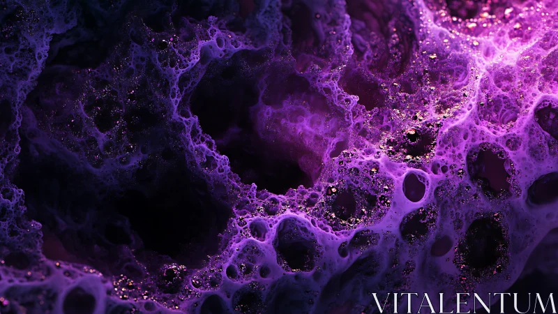 Purple cellular foam structure with illuminated cavities.
