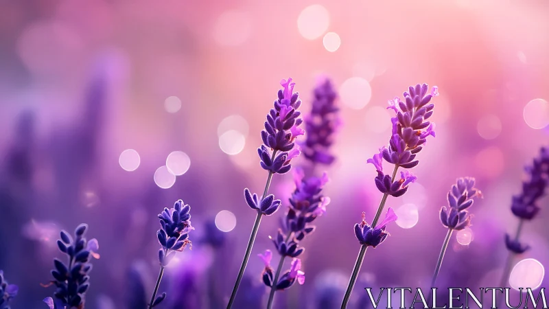 Purple Lavender Field with Bokeh Depth of Field.
