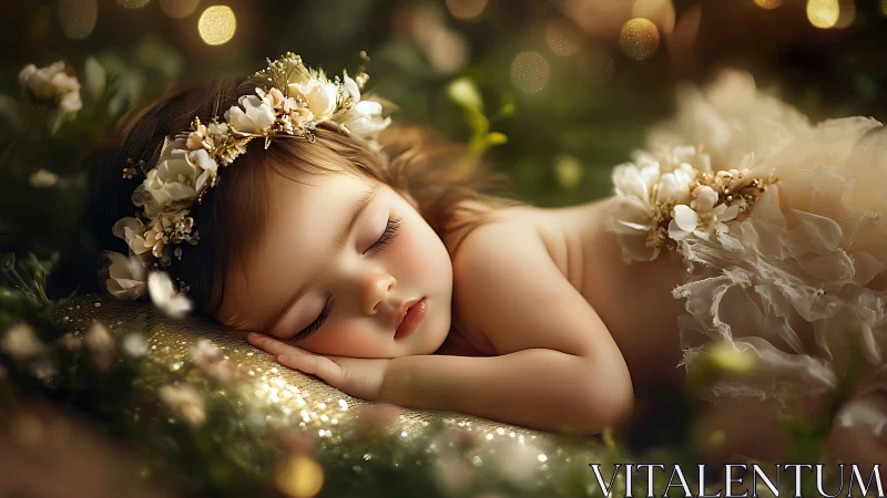Enchanted Reverie: Child Dreams Among Blossoms and Golden Light