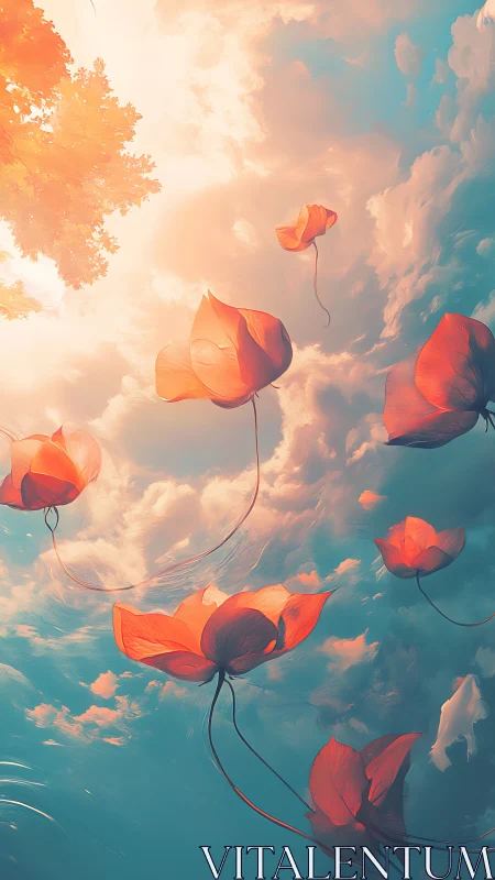 Dancing Poppies Among Clouds.