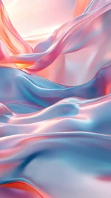 Iridescent satin waves in ethereal pastel light gradient.