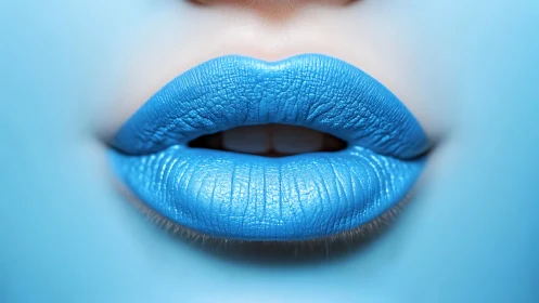 Electric azure lips whisper in ultra-close chromatic focus.