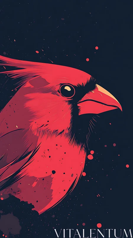 Vector cardinal profile with high-contrast chromatic splatter.
