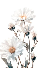 Minimalist White Daisies with Coral Centers.