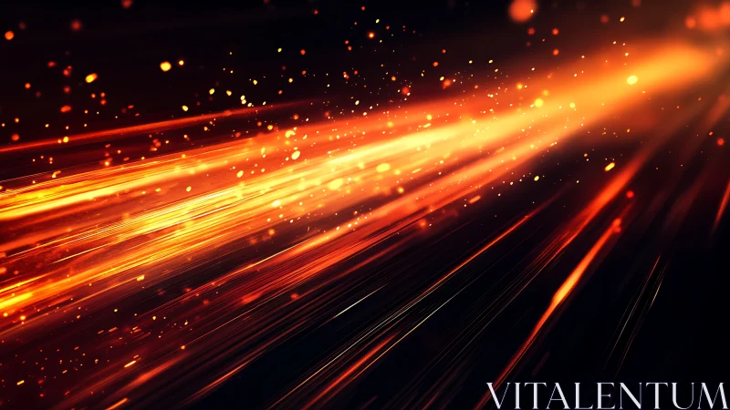 Luminous Motion: Fiery Particles Stream Diagonally Across Black