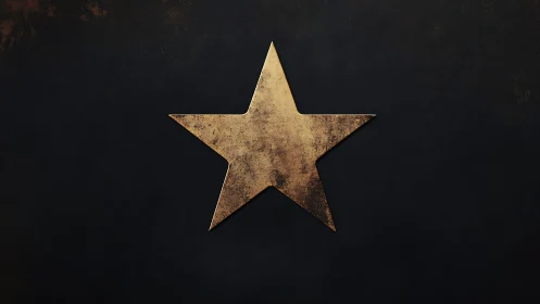 Weathered golden star glowing on deep charcoal night.