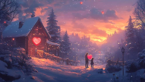 Glowing Hearts Warm Winter's Frozen Enchanted Village