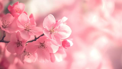 Delicate Pink Blossoms Dancing in Soft Morning Light