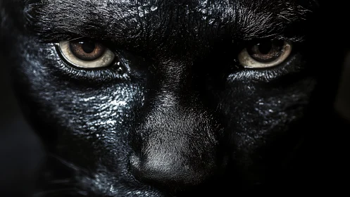 Midnight panther gaze carved from shadow and silver light.