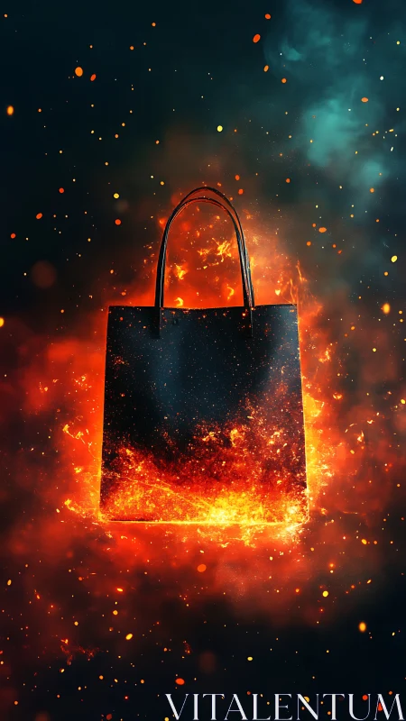 Fiery Handbag Emerges Against Cosmic Darkness.