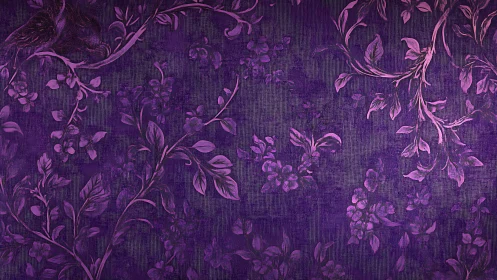 Twilight violet vines curling across whispering canvas walls.