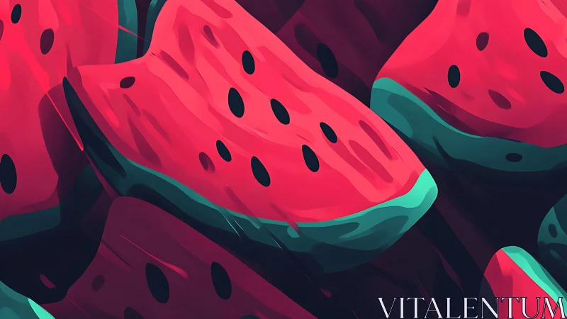 Juicy watercolor dream of bold summer watermelon slices.