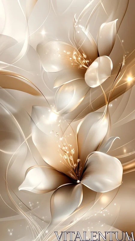 Luminous Flowers Glowing in Soft Cream and Gold Light