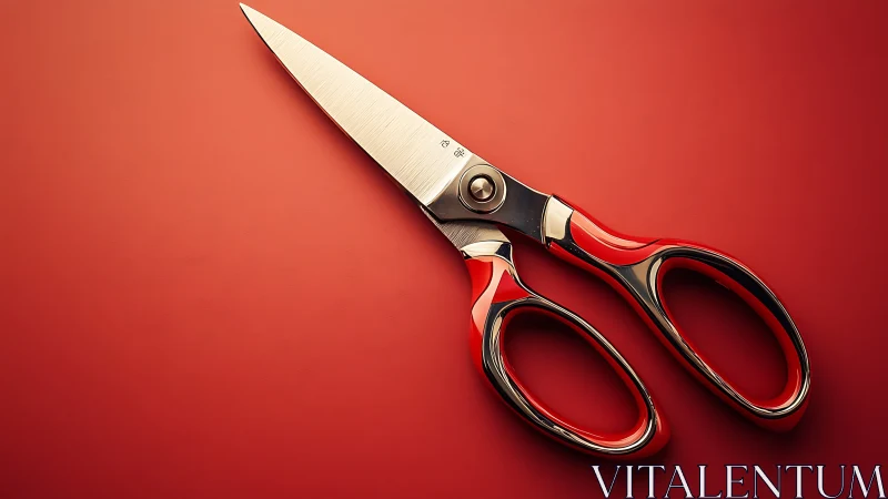 Professional Scissors on Red Background.