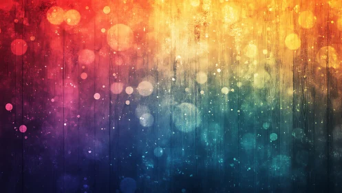 Vibrant Bokeh Lights on Colorful Gradient Wood Texture Background.
