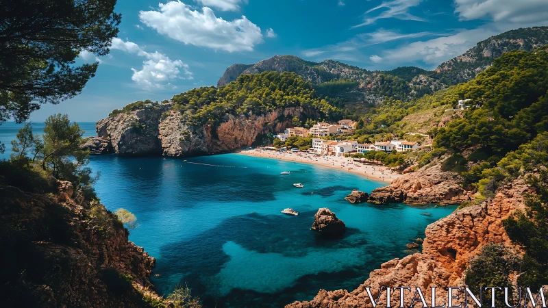 Turquoise Cove: Mediterranean Coastal Paradise Framed by Limestone Cliffs.