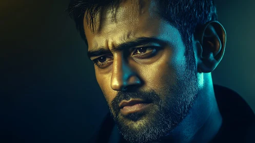 Quiet storm of emotion in a softly lit digital portrait.