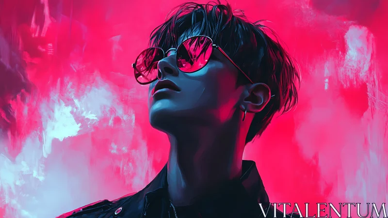 Electric neon portrait glows with bold urban confidence