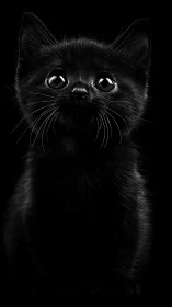 High-Contrast Black Cat Portrait with Luminous Ocular Detail