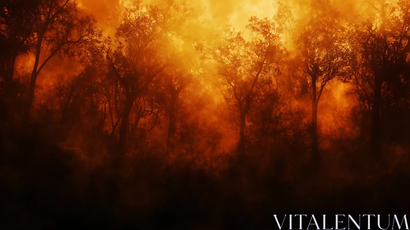 Fiery Forest Awakens in Golden Twilight